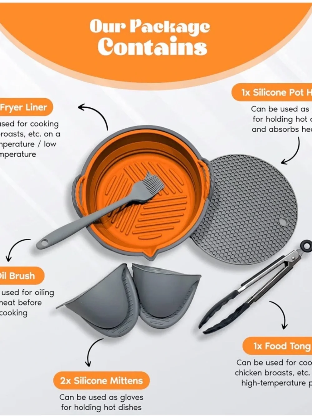 Aliziel Air Fryer Accessories Silicone Set NIB
